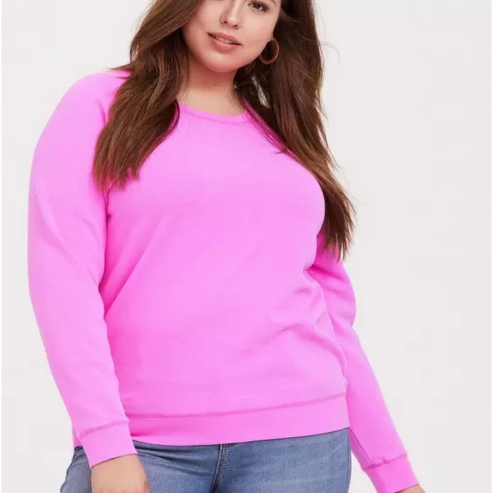 Torrid Neon Pink Pullover Raglan Sweatshirt